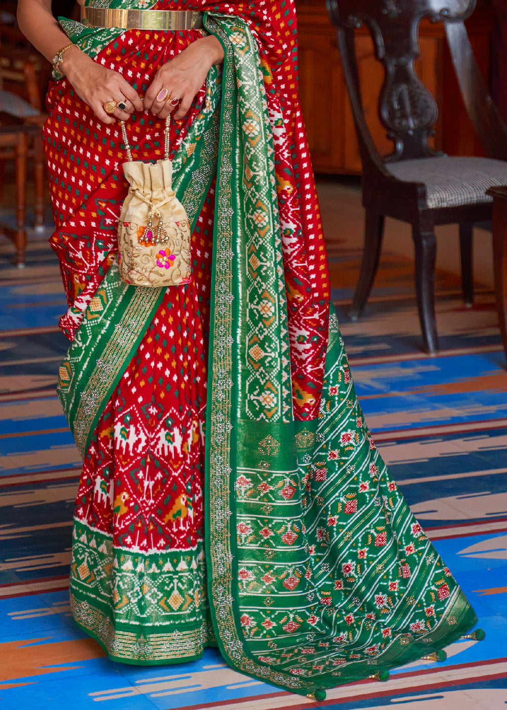 Tamarillo Red Patola Saree