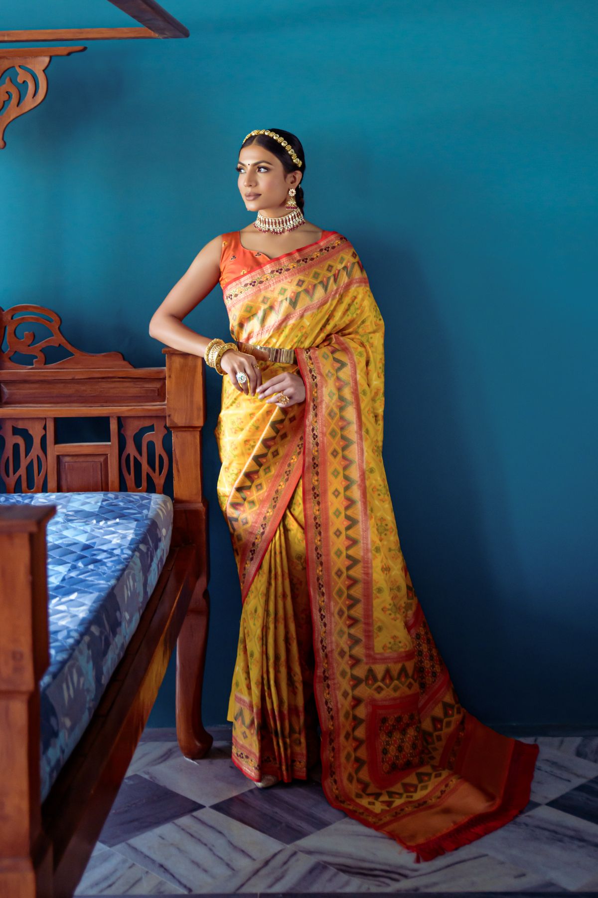 Ronchi Yellow Banarasi Patola Silk Saree