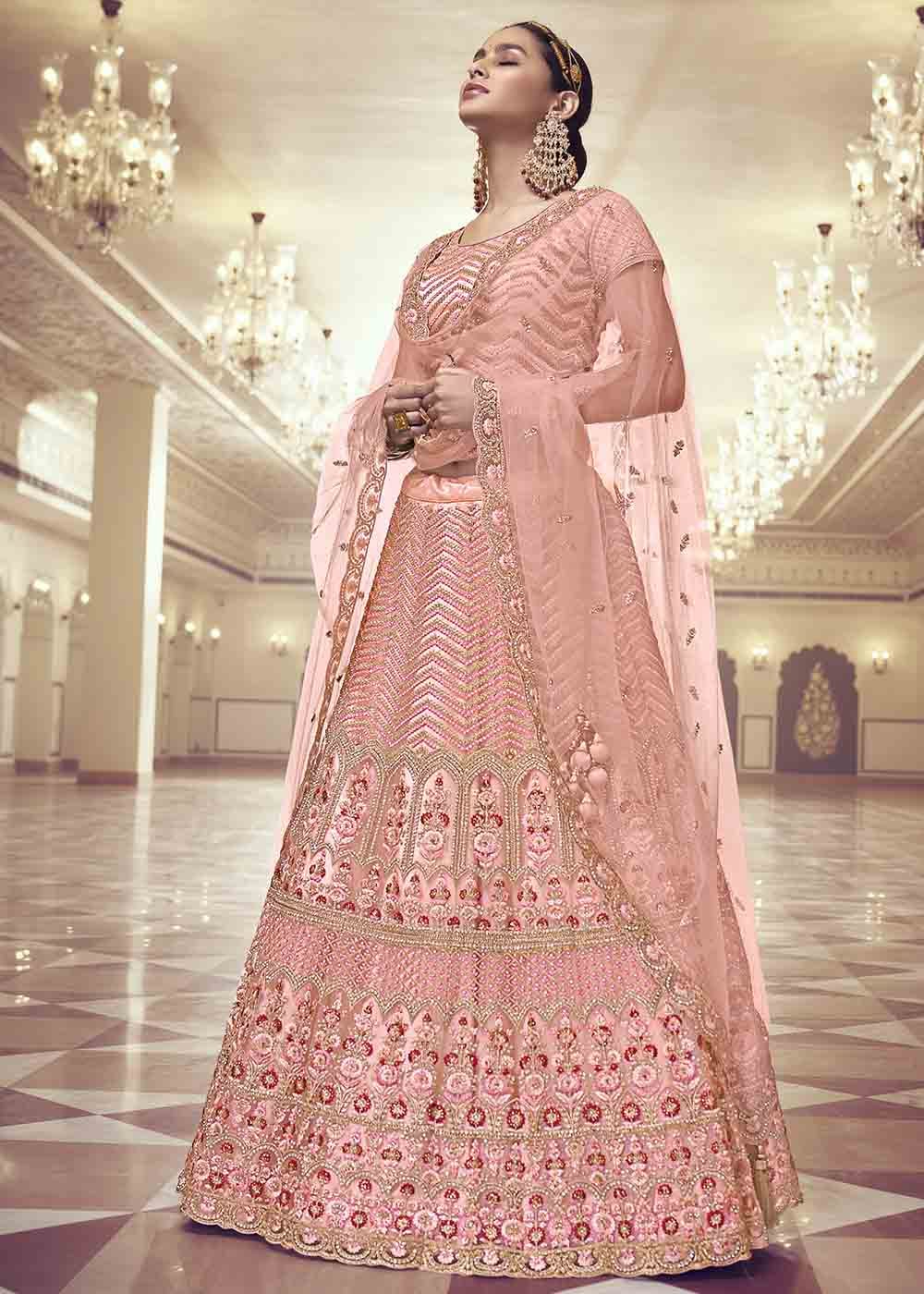 Petite Pink Net Lehenga Choli