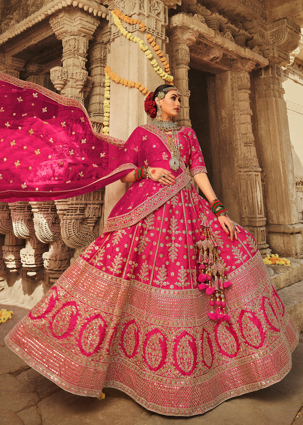 Cabaret Pink Silk Lehenga Choli With Heavy Zari Embroidery