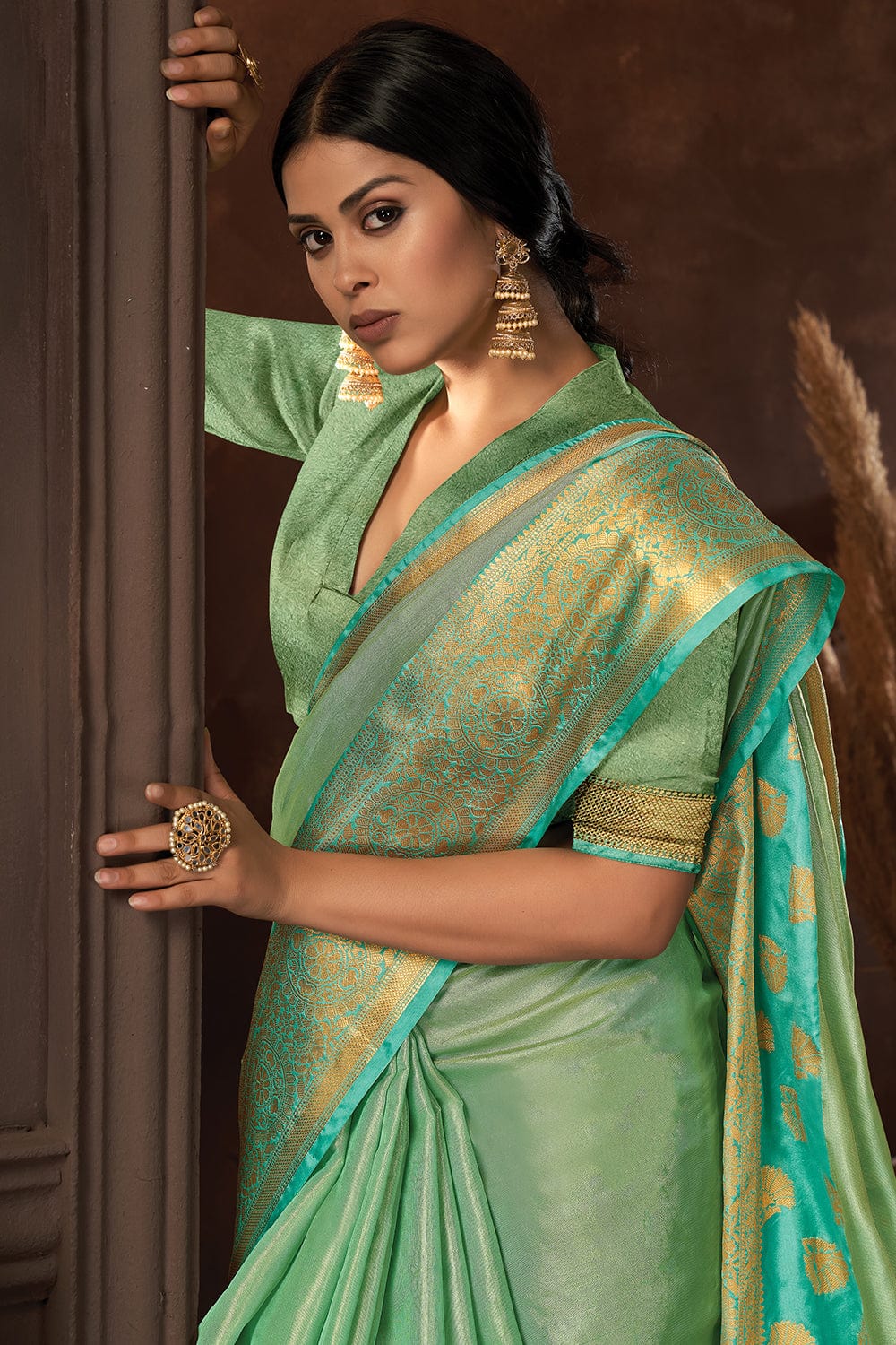 Shadow Green Organza Saree