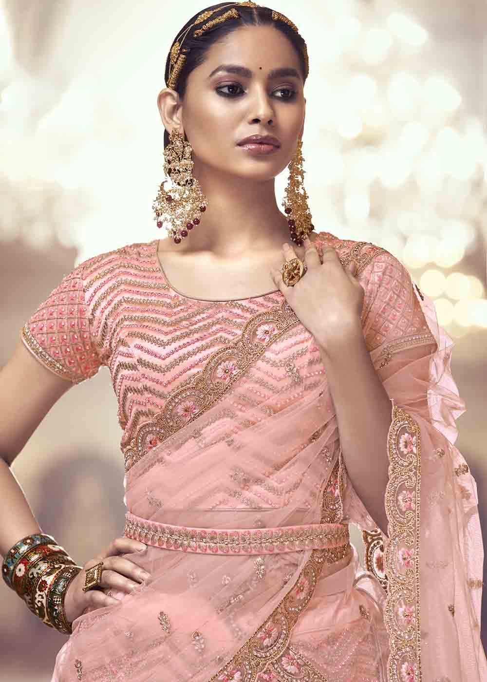 Petite Pink Net Lehenga Choli