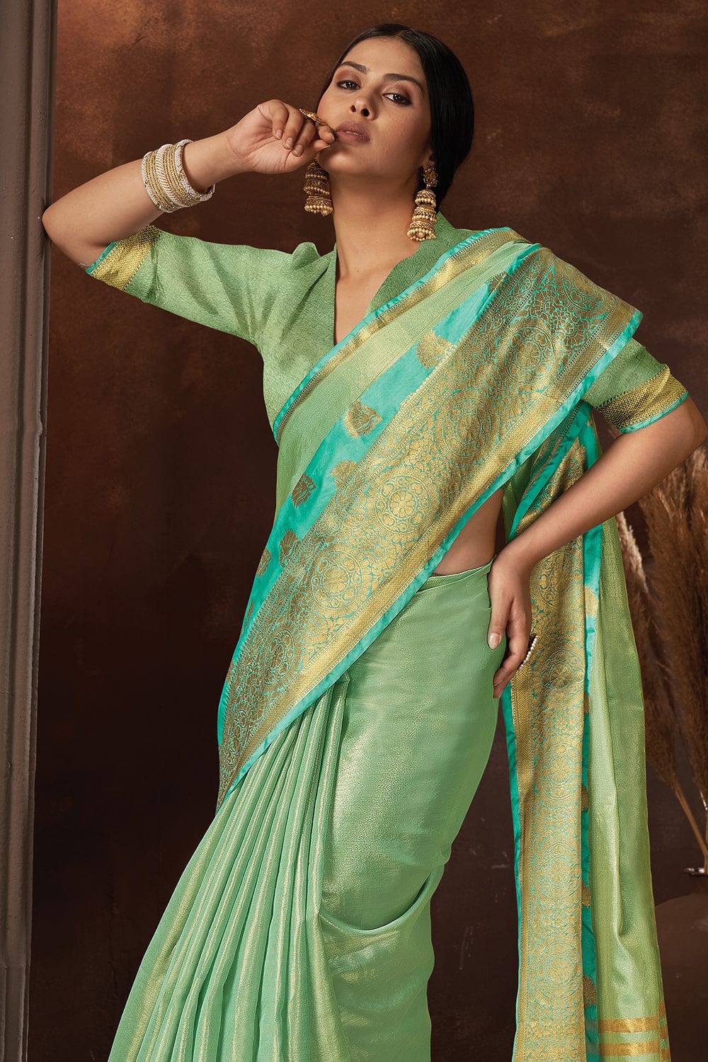 Shadow Green Organza Saree