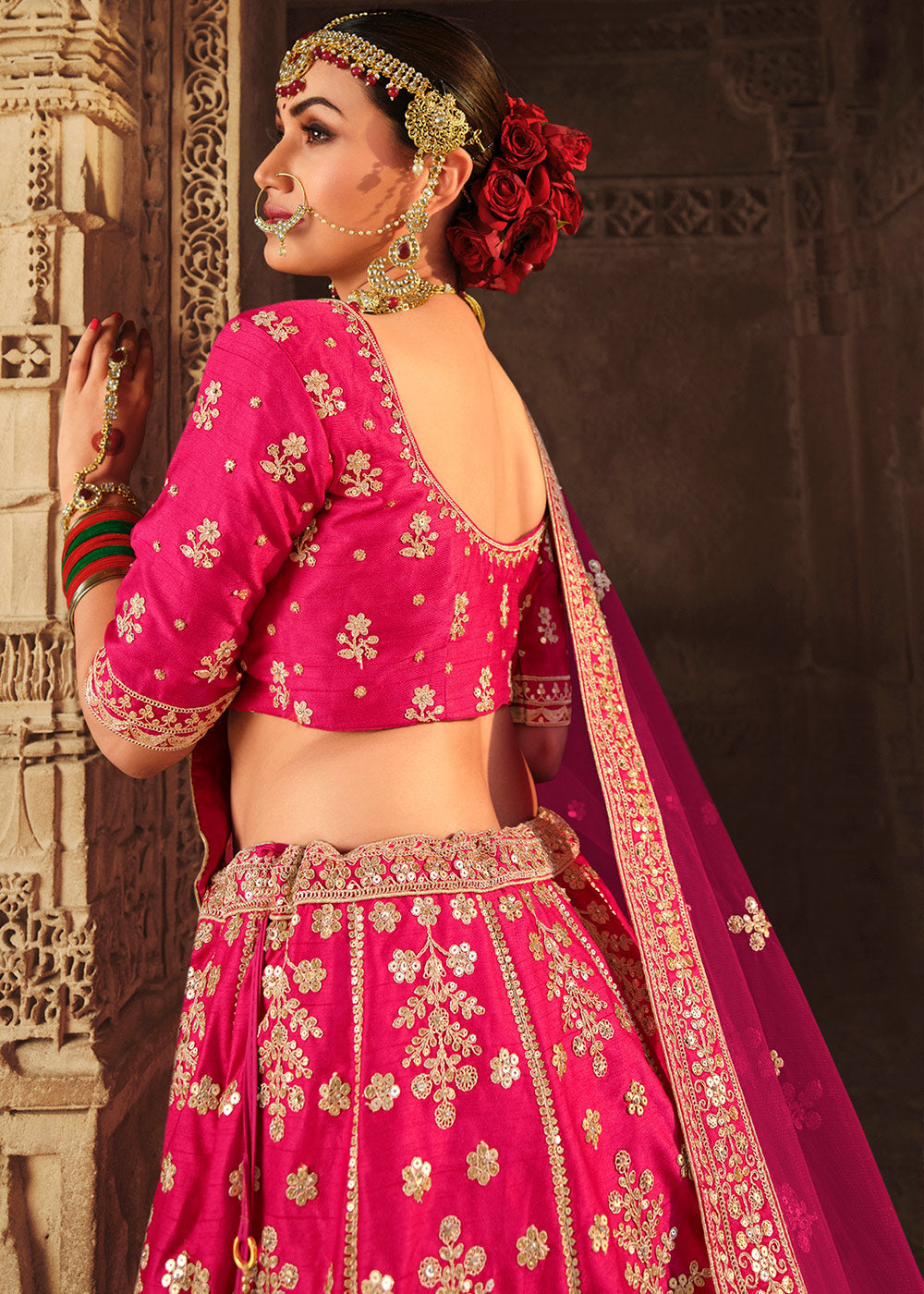 Cabaret Pink Silk Lehenga Choli With Heavy Zari Embroidery