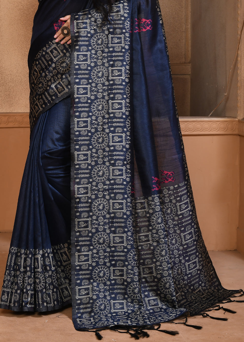 Mine Shaft Blue Handloom Pure Cotton Saree