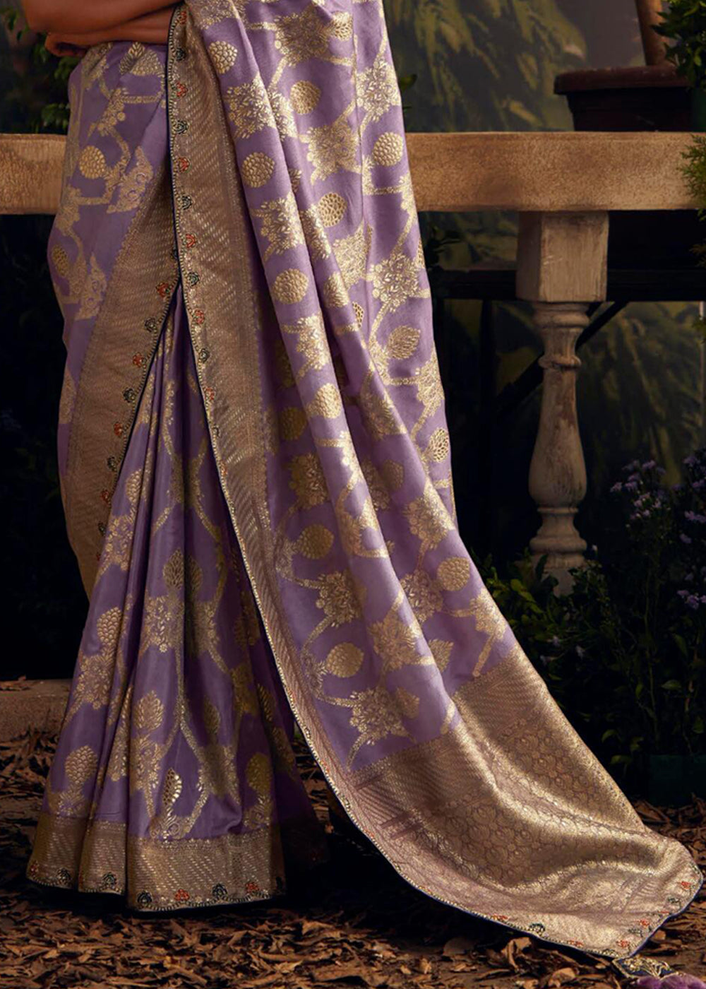 Falcon Lavender Woven Banarasi Designer Silk Saree