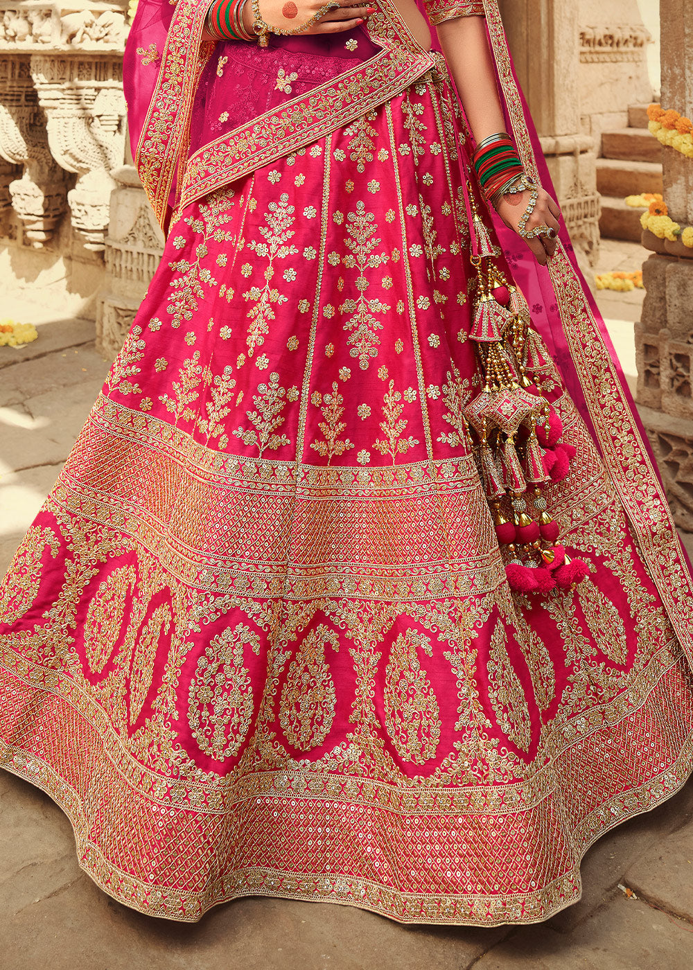 Cabaret Pink Silk Lehenga Choli With Heavy Zari Embroidery