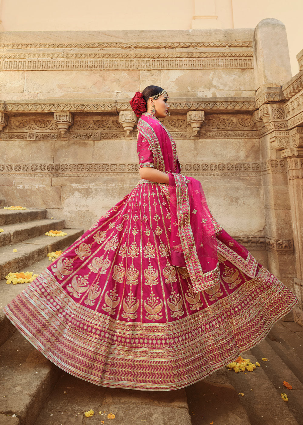 Rose Pearl Pink Silk Lehenga Choli With Heavy Zari Embroidery