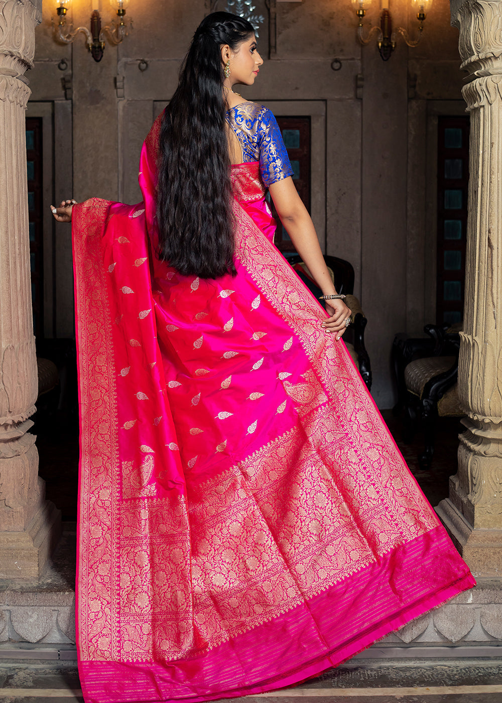 Persian Rose Pink Hand Woven Katan Pure Silk Saree