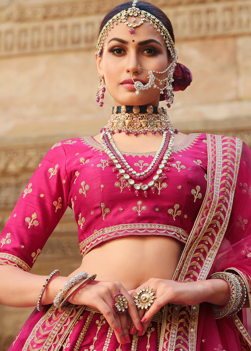 Rose Pearl Pink Silk Lehenga Choli With Heavy Zari Embroidery