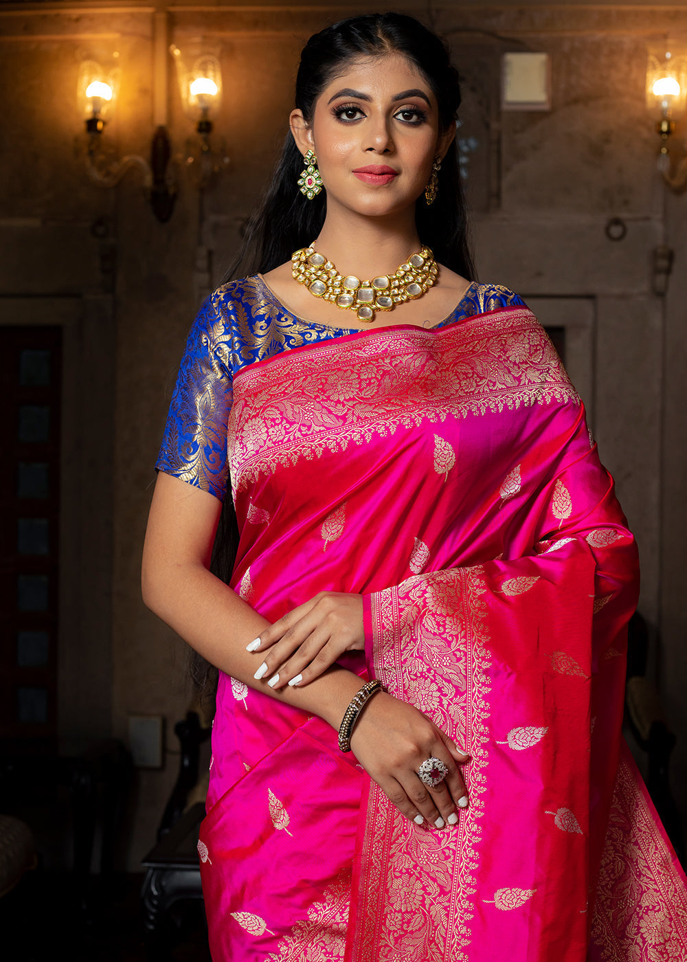 Persian Rose Pink Hand Woven Katan Pure Silk Saree