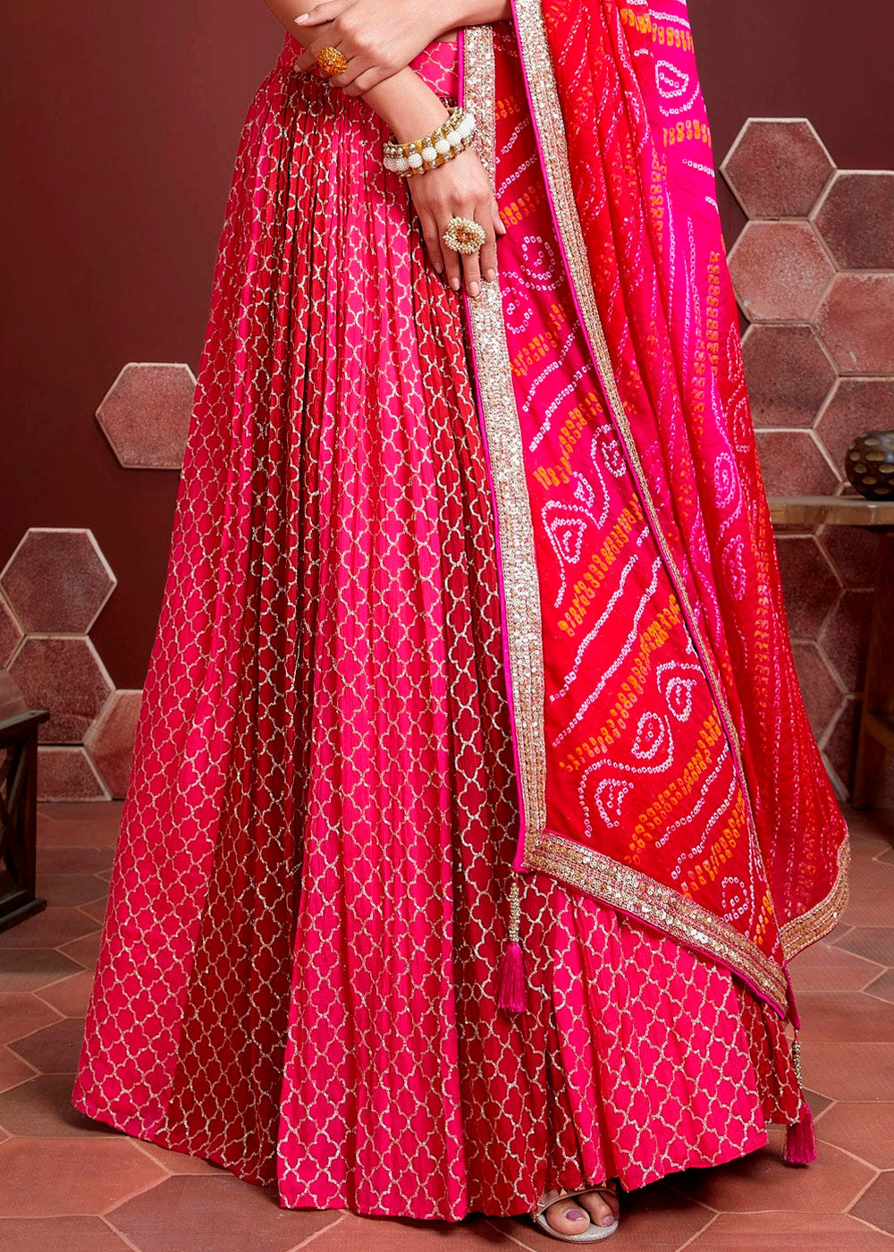 Mandy Pink Chinon Silk Lehenga Choli