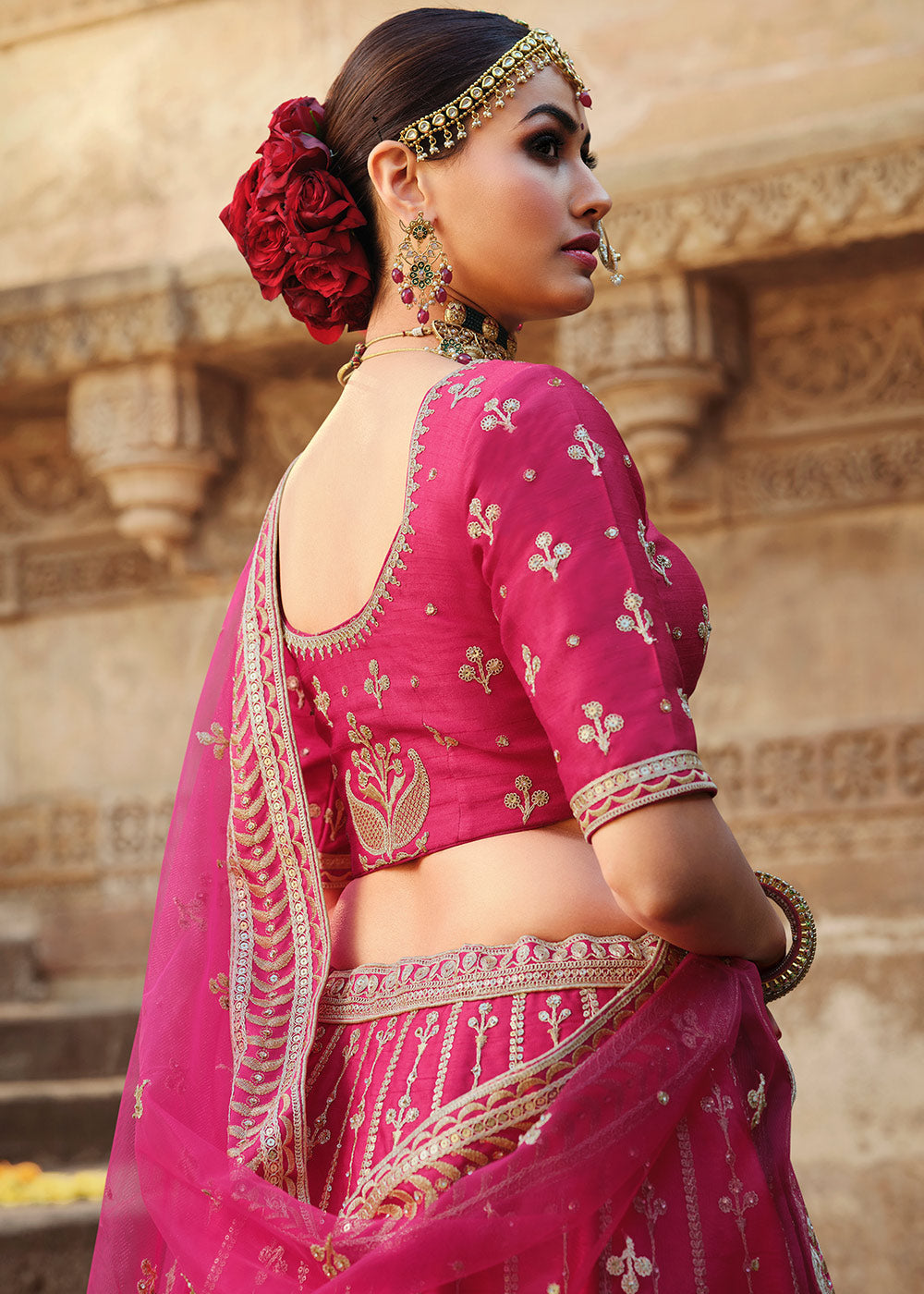 Rose Pearl Pink Silk Lehenga Choli With Heavy Zari Embroidery