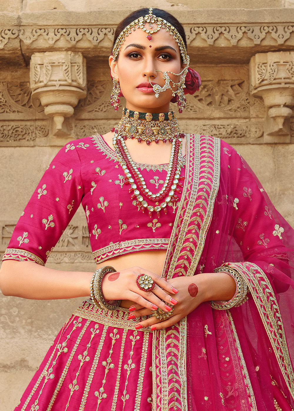 Rose Pearl Pink Silk Lehenga Choli With Heavy Zari Embroidery