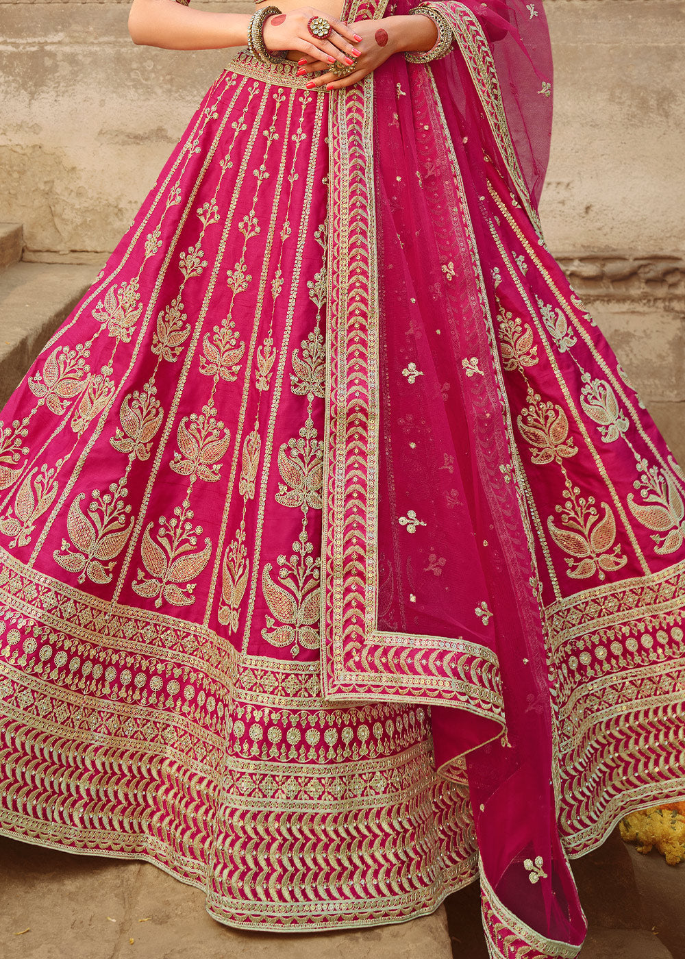 Rose Pearl Pink Silk Lehenga Choli With Heavy Zari Embroidery