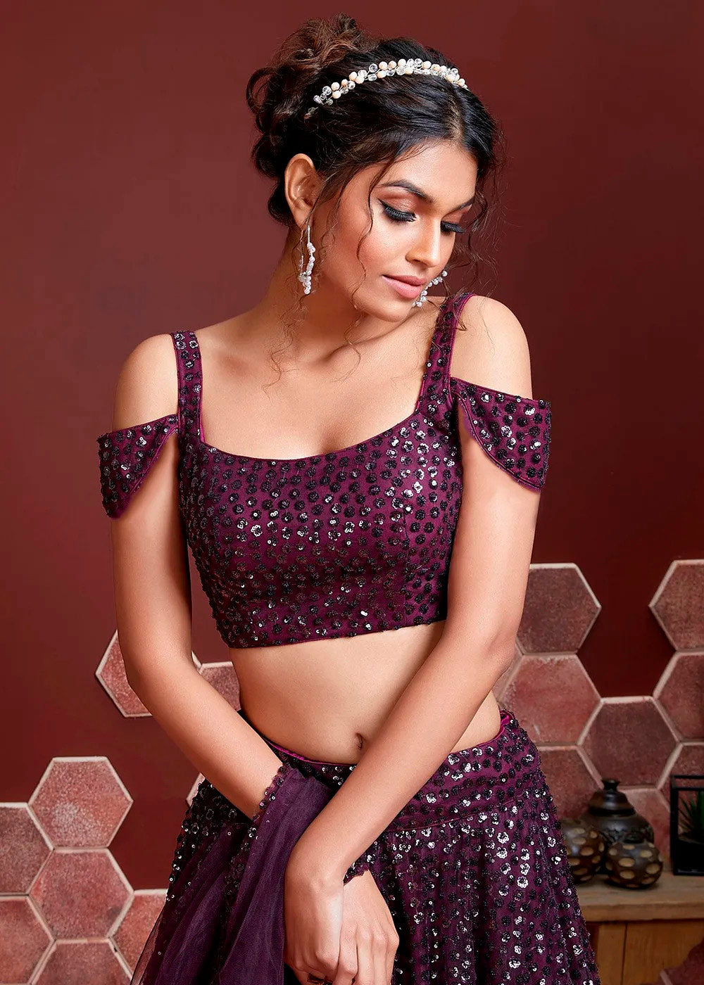 Livid Purple Soft Net Lehenga Choli