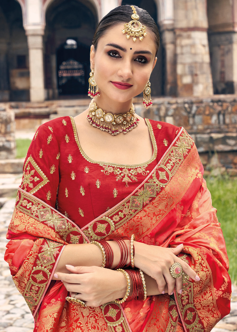 Sweet Red Zari Woven Designer Banarasi Saree