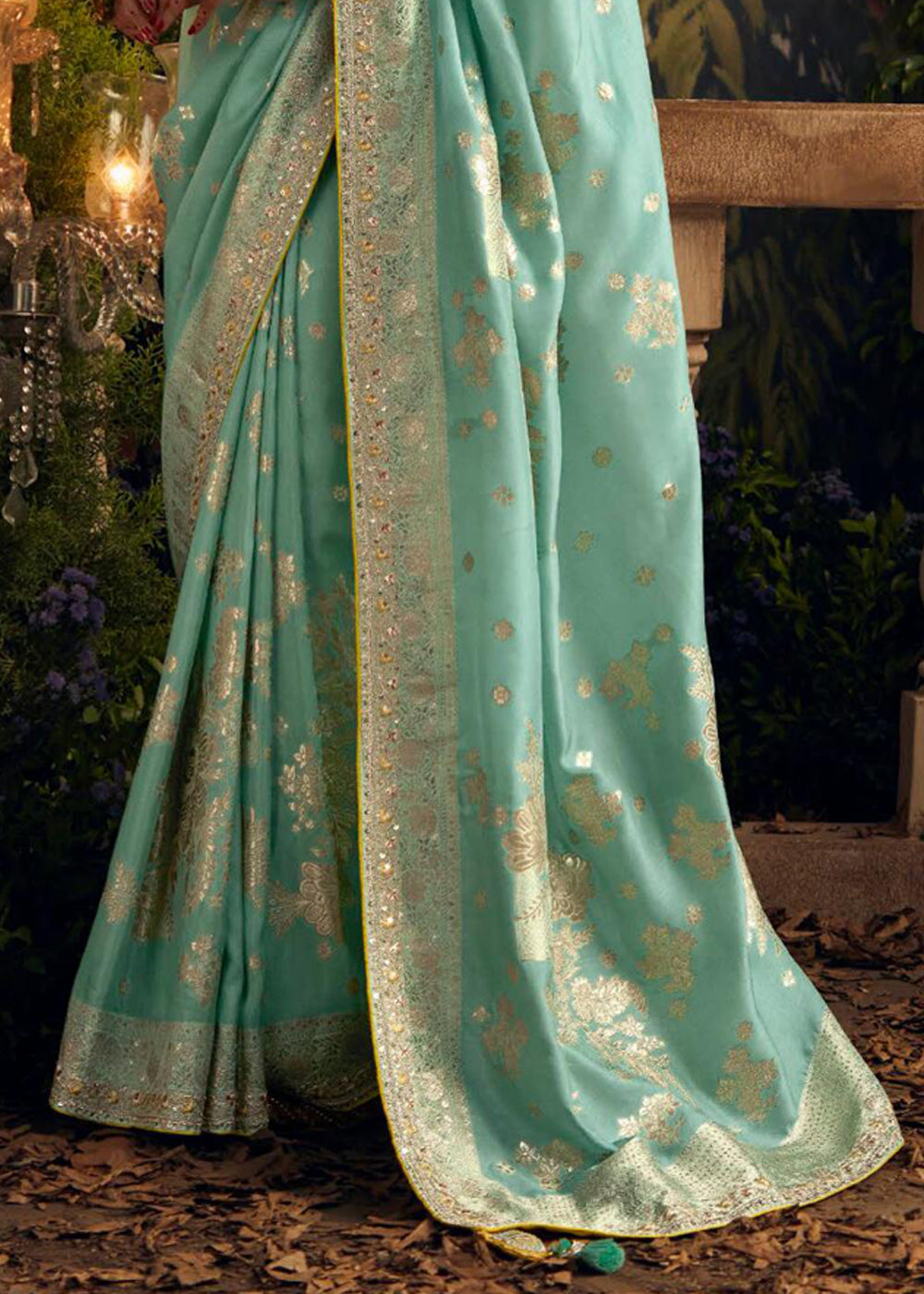 Shadow Green Woven Banarasi Designer Silk Saree