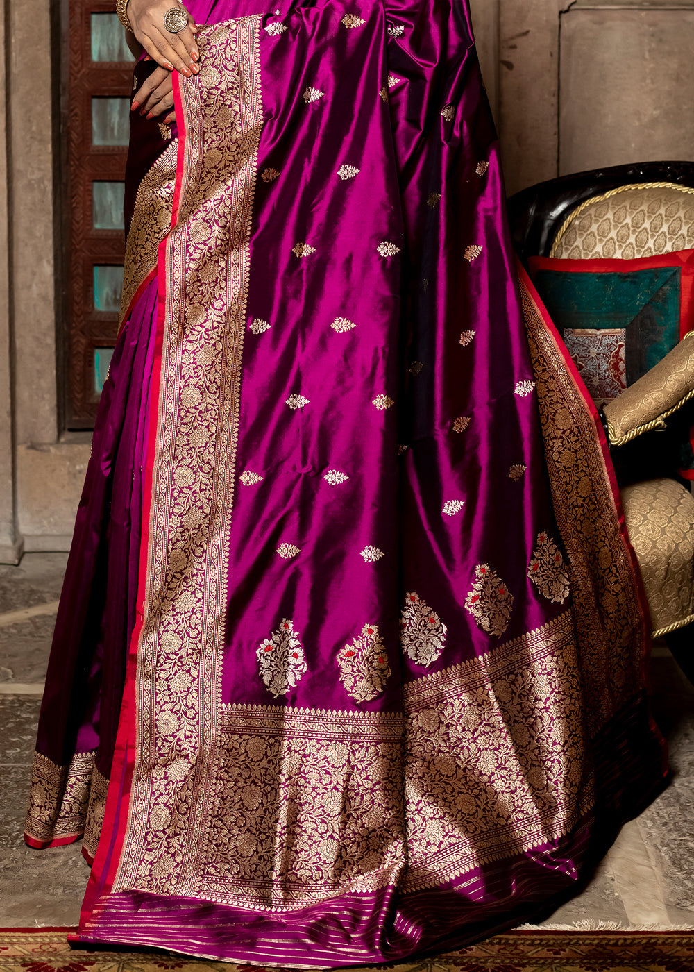 Royal Purple Hand Woven Katan Pure Silk Saree