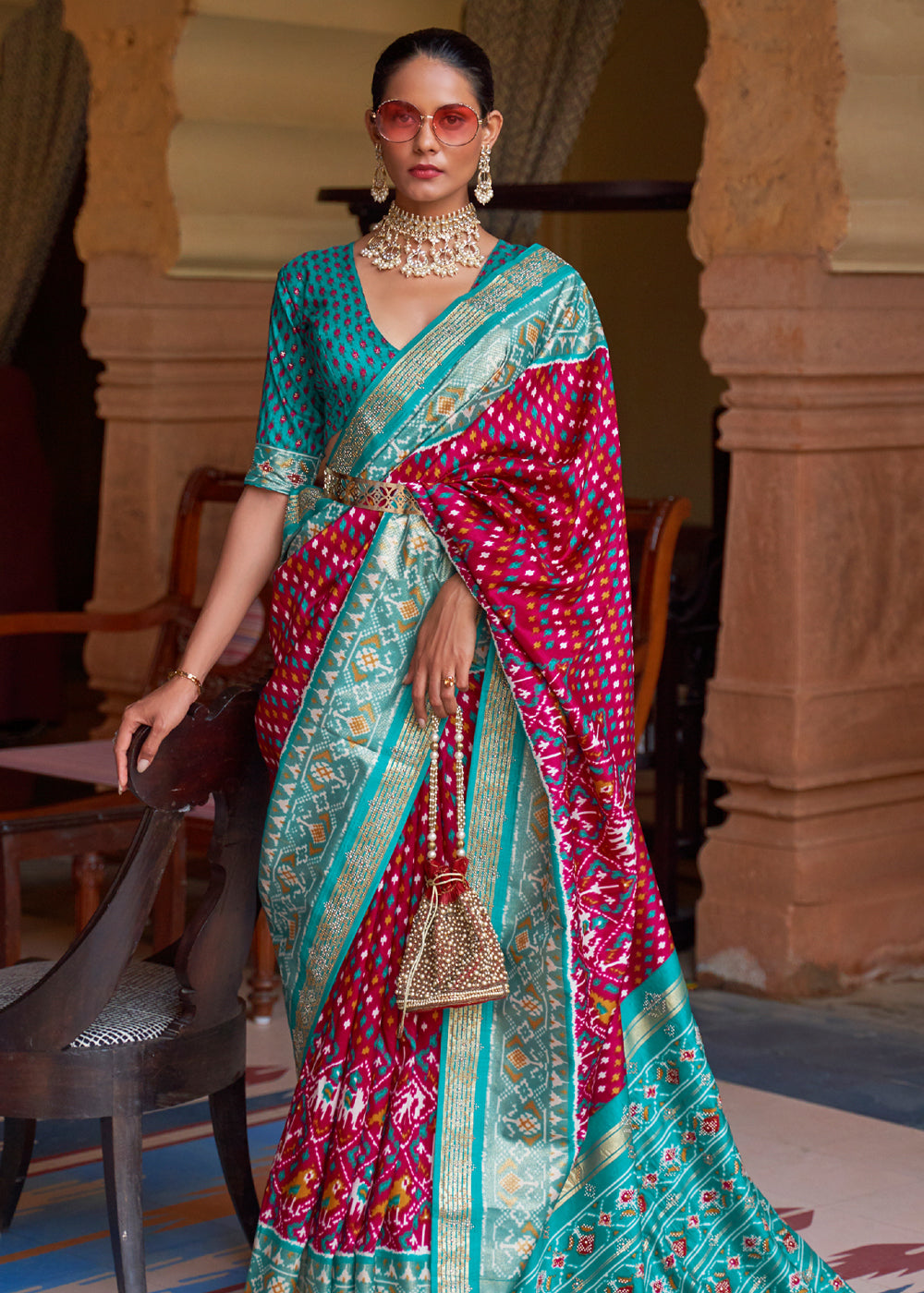 Rouge Pink Patola Saree