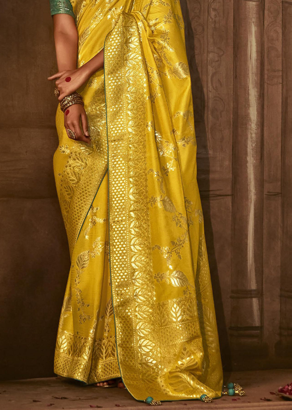 Tacha Yellow Woven Designer Banarasi Silk Saree