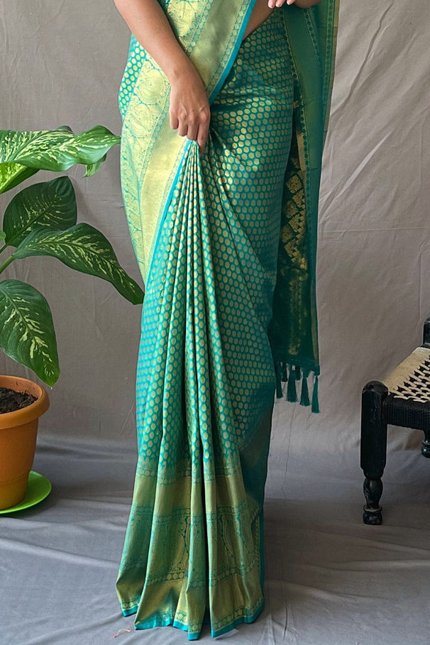 Amazon Green Kanjivaram Silk Saree