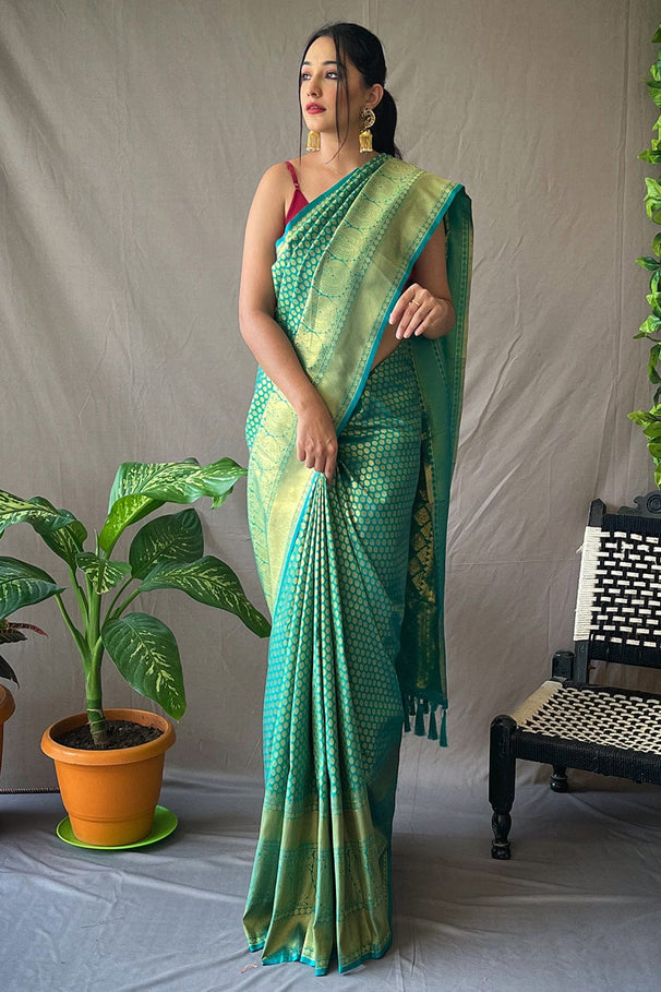 Amazon Green Kanjivaram Silk Saree