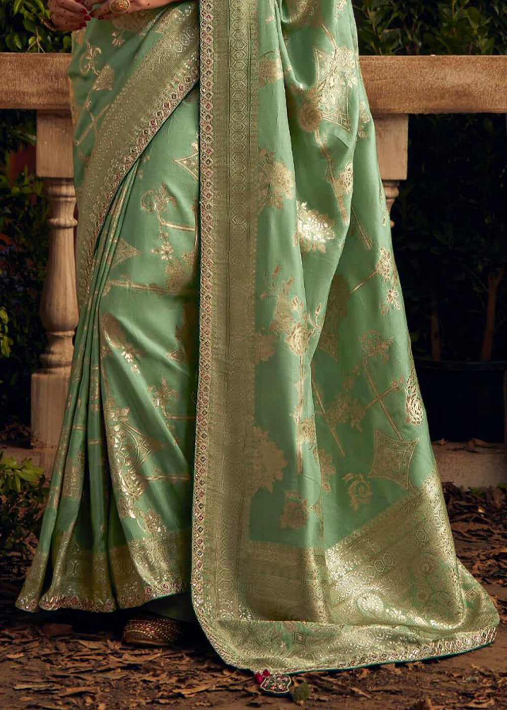 Highland Green Woven Banarasi Designer Silk Saree