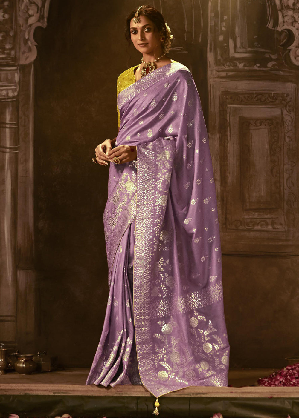 Del Rio Purple Woven Designer Banarasi Silk Saree