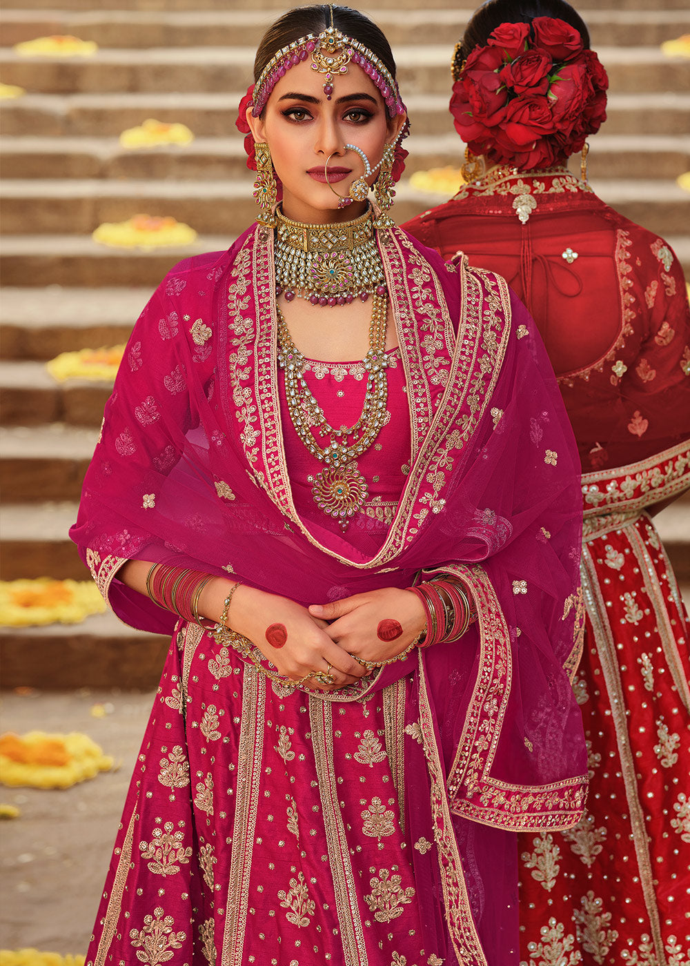 Shiraz Pink Silk Lehenga Choli With Heavy Zari Embroidery