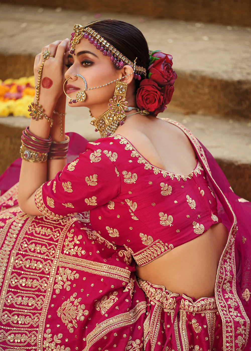 Shiraz Pink Silk Lehenga Choli With Heavy Zari Embroidery