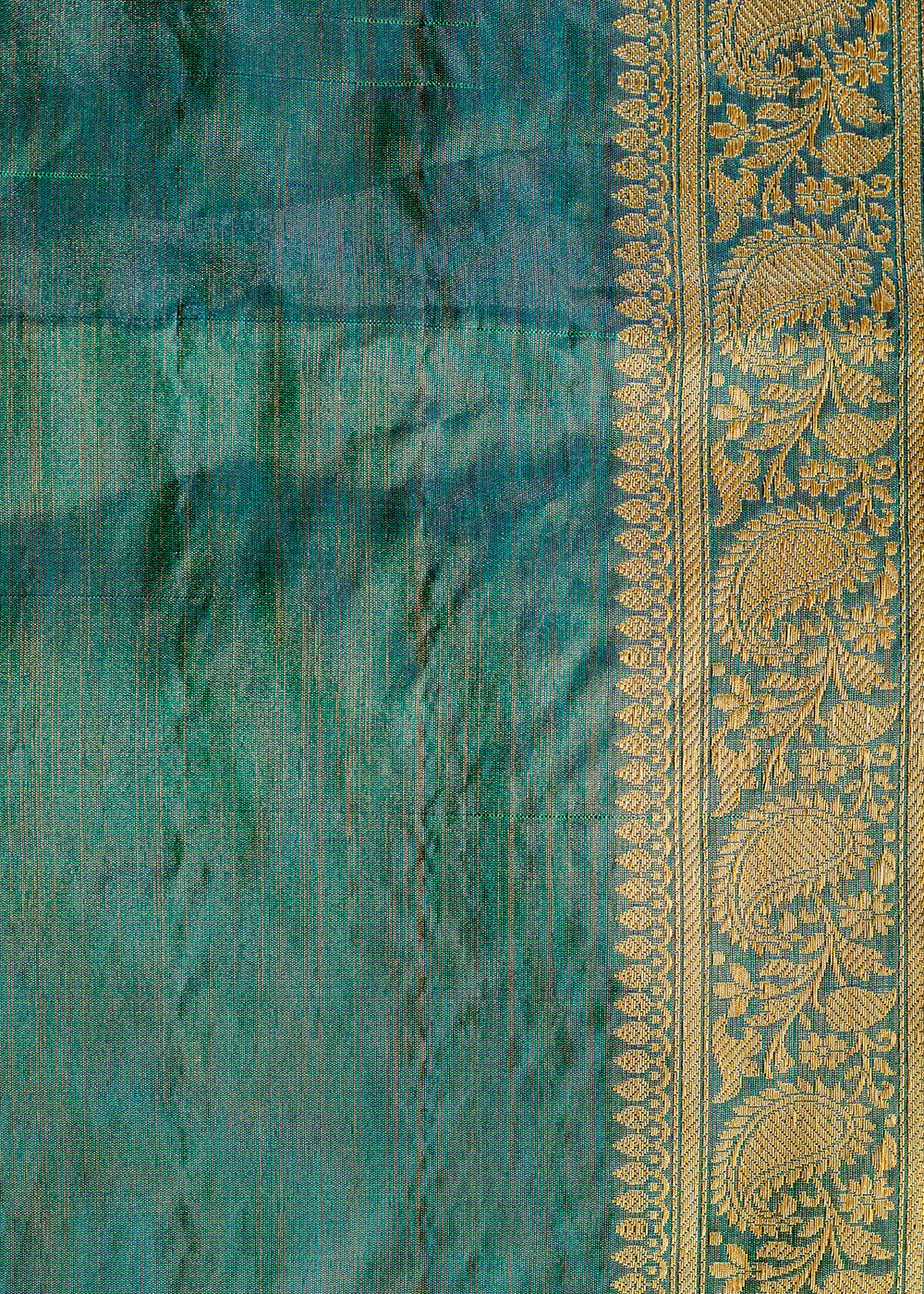 Persian Green Hand Woven Katan Pure Silk Saree