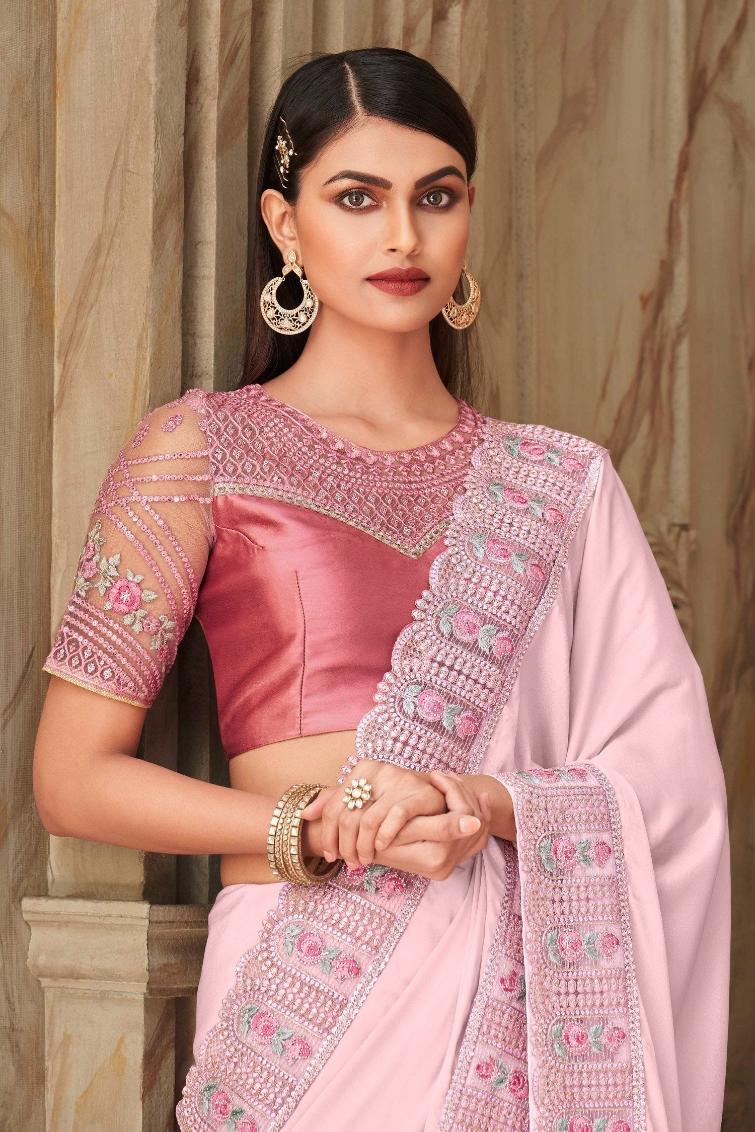 Cinderella Pink Designer Silk Saree