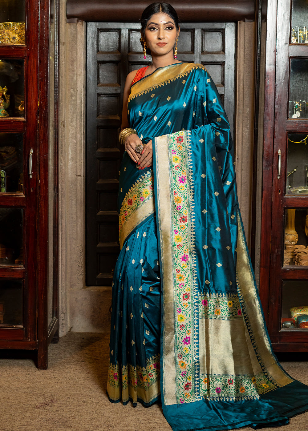 Royal Blue Hand Woven Katan Pure Silk Saree