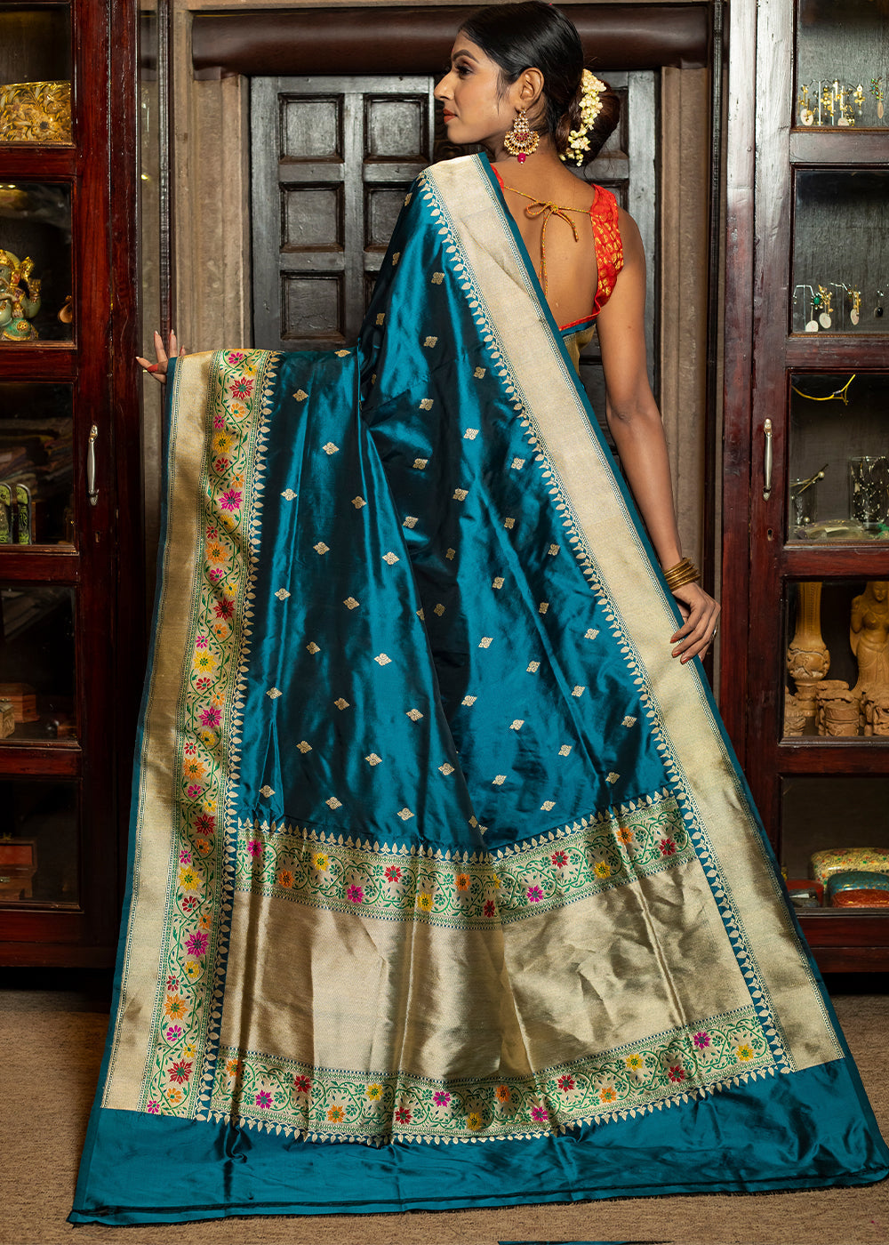 Royal Blue Hand Woven Katan Pure Silk Saree