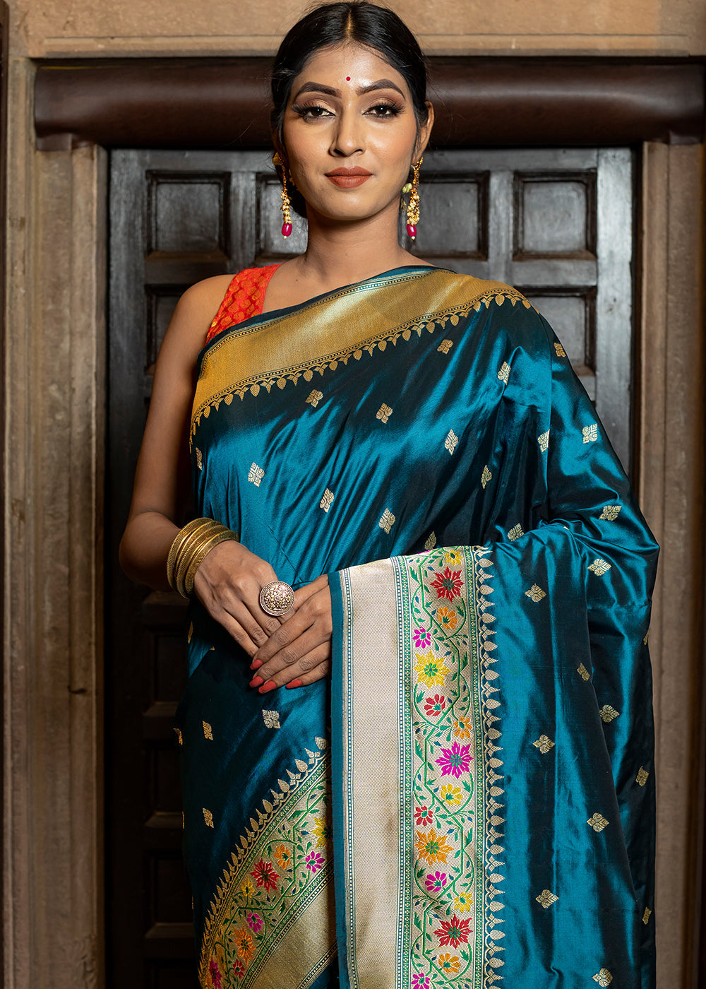 Royal Blue Hand Woven Katan Pure Silk Saree