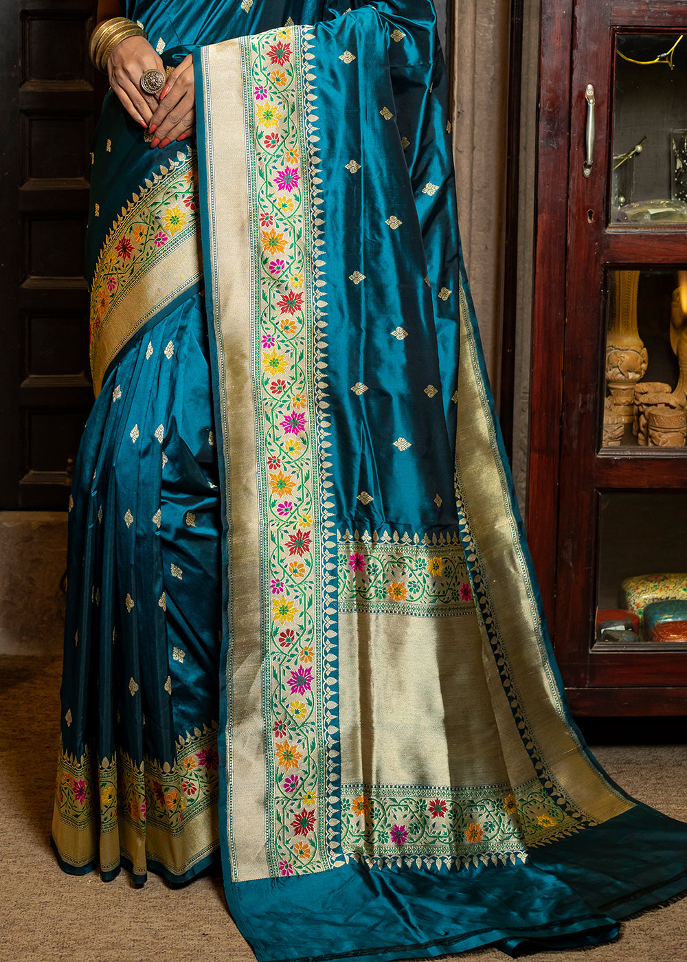 Royal Blue Hand Woven Katan Pure Silk Saree