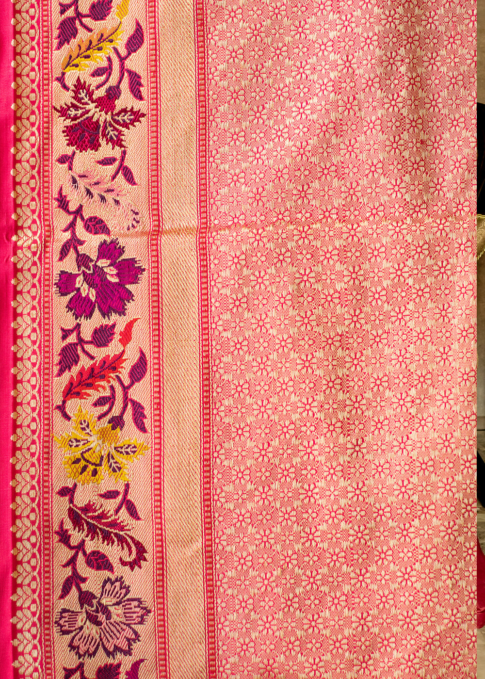 Carnation Red Hand Woven Katan Pure Silk Saree