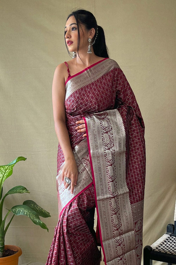 Aubergine Purple Kanjivaram Silk Saree