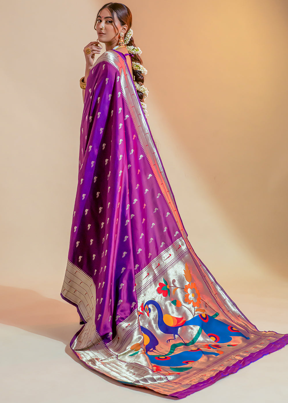 Seance Purple Woven Paithani Silk Saree