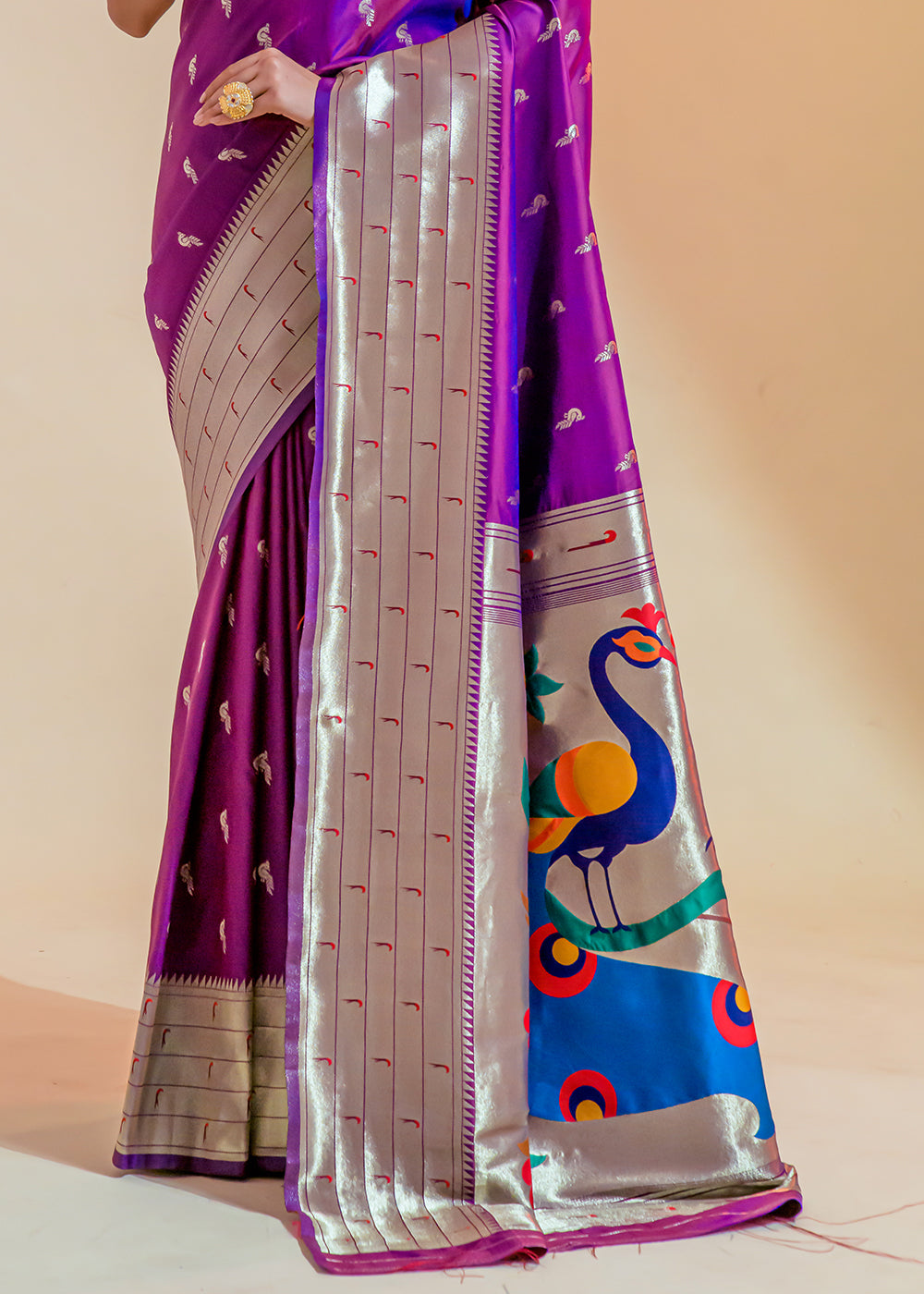 Seance Purple Woven Paithani Silk Saree