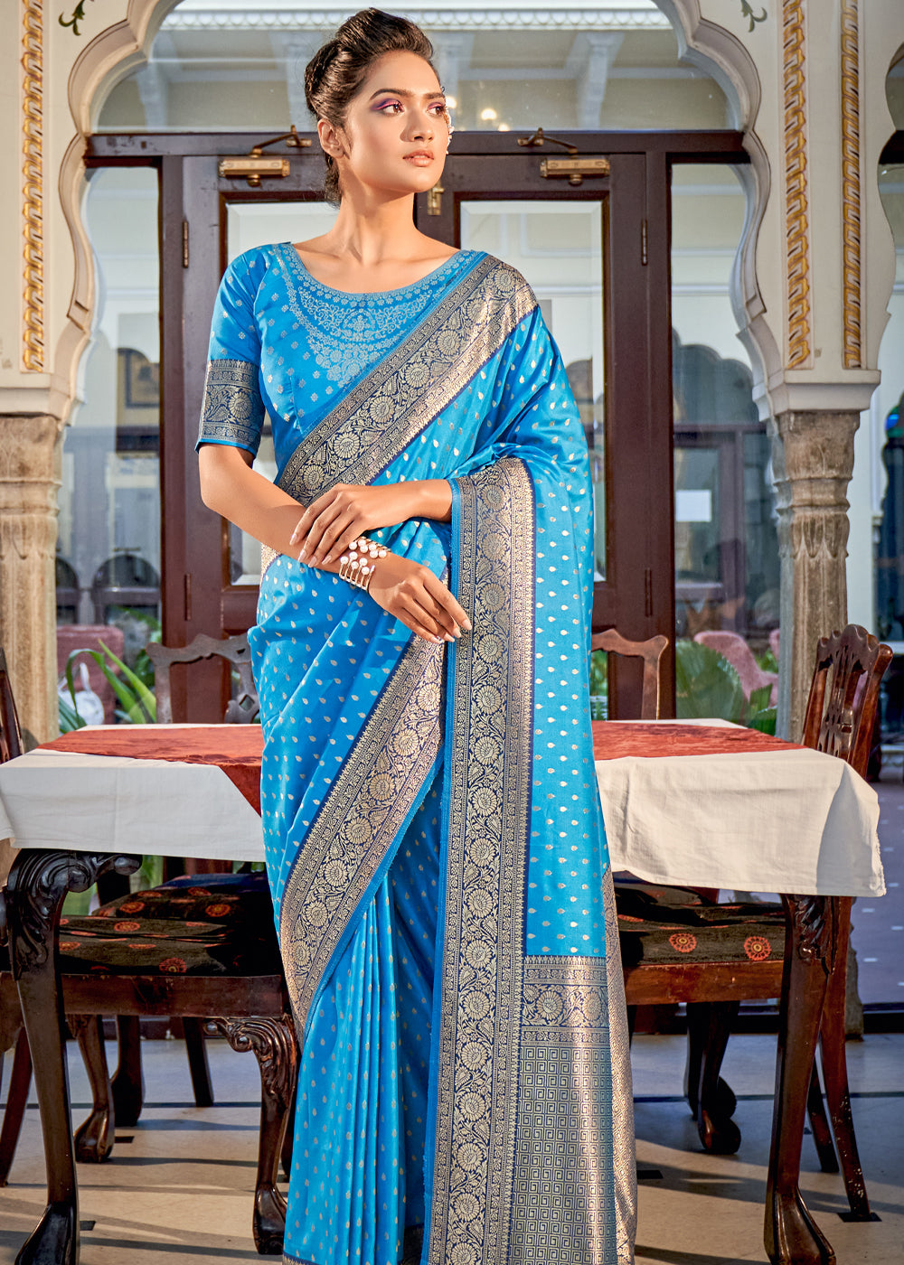 Jelly Bean Woven Banarasi Silk Saree