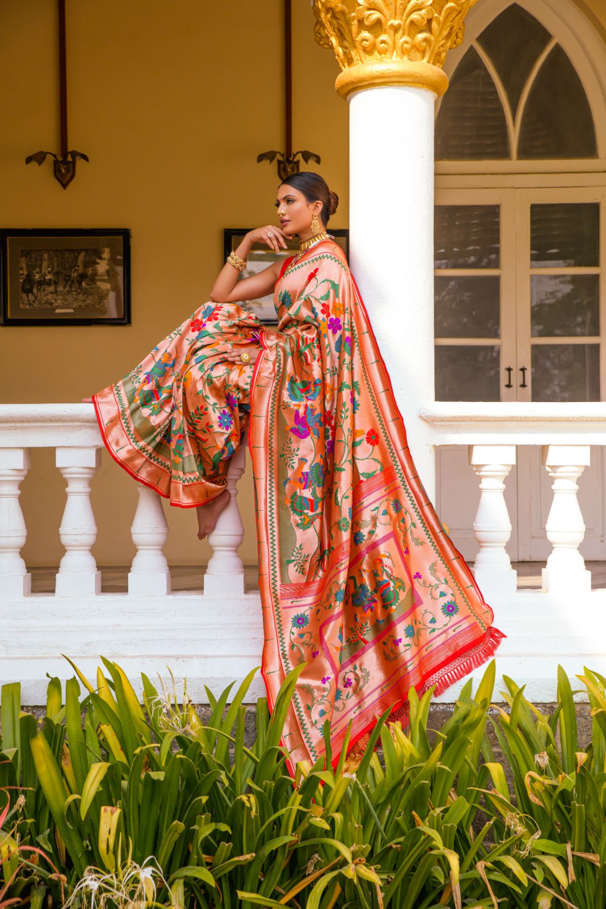 Thunderbird Red Woven Paithani Silk Saree