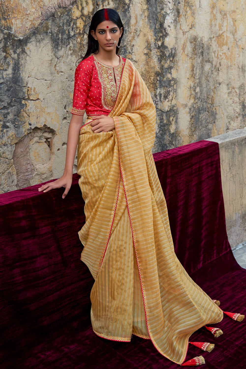 Apache Yellow Woven Organza Silk Saree