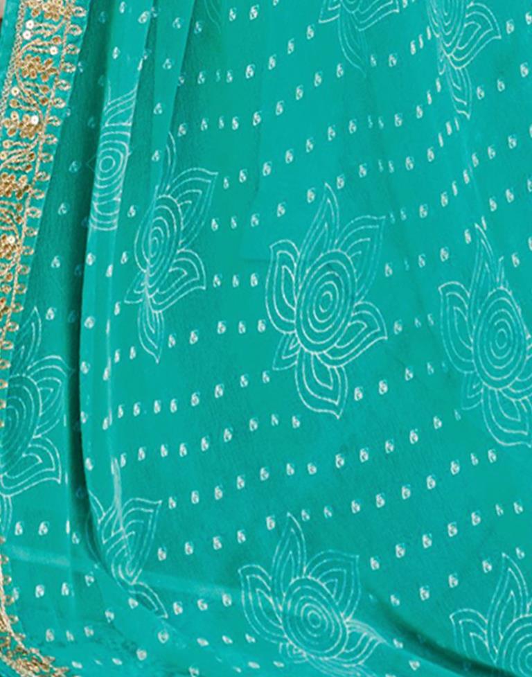 Java Blue Georgette Bandhani Saree