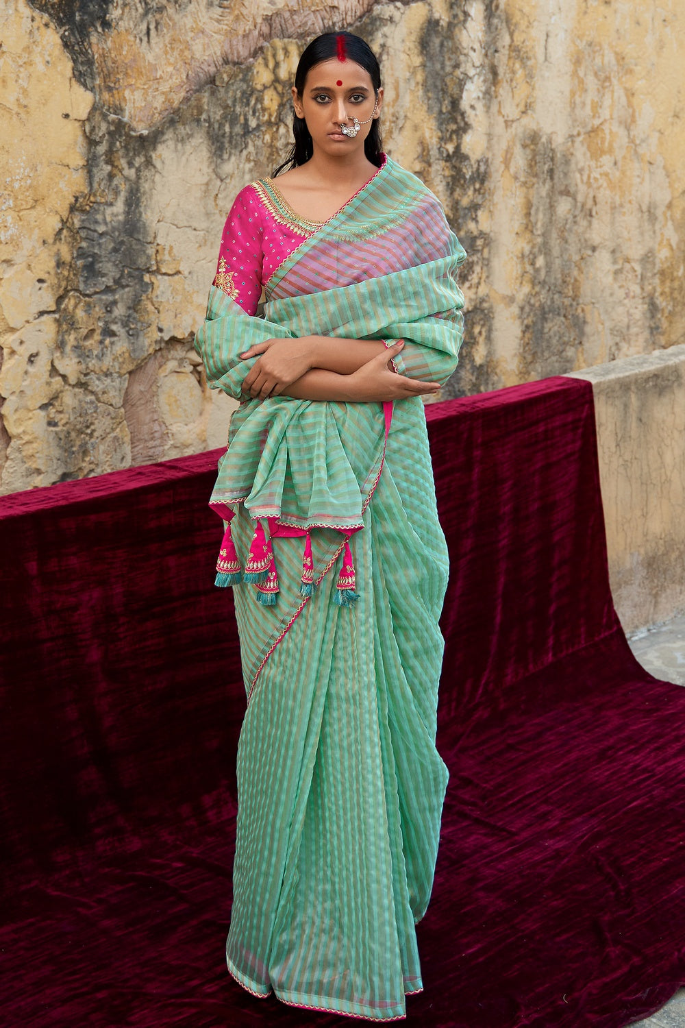 Sinbad Blue Woven Organza Silk Saree