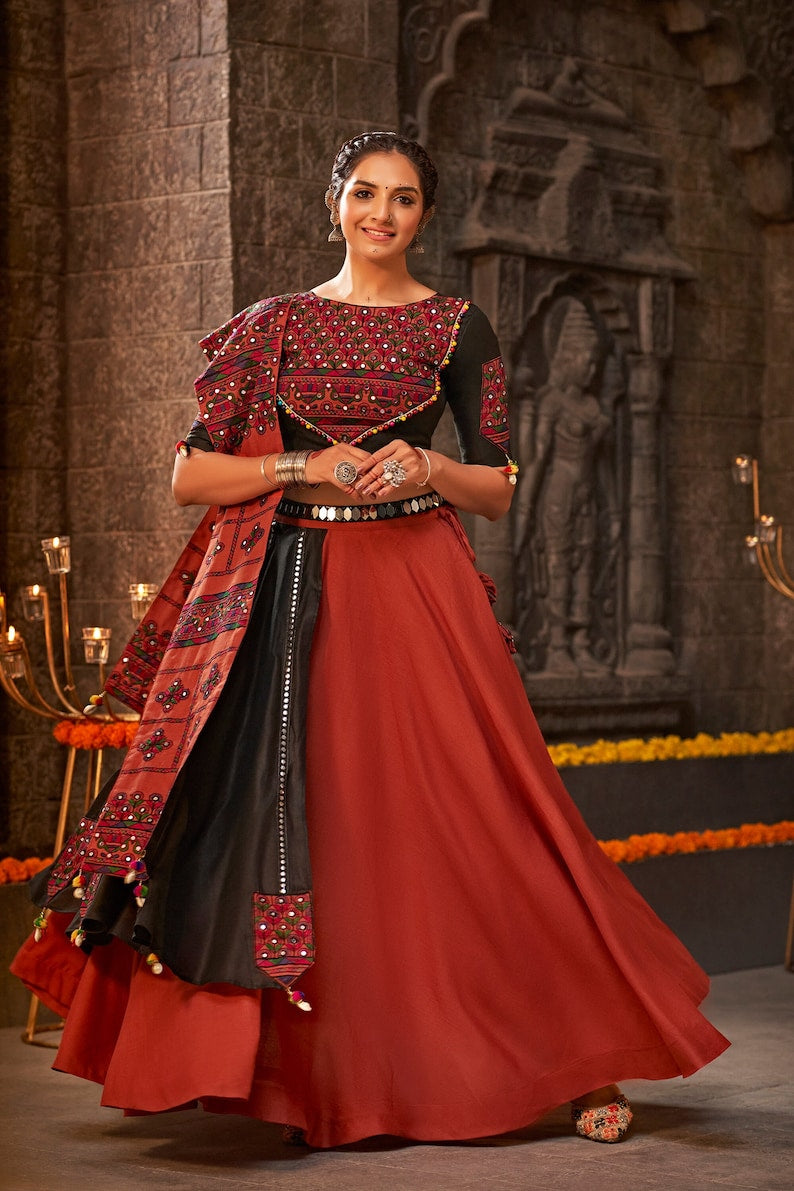 Mexican Red and Black Lehenga Choli