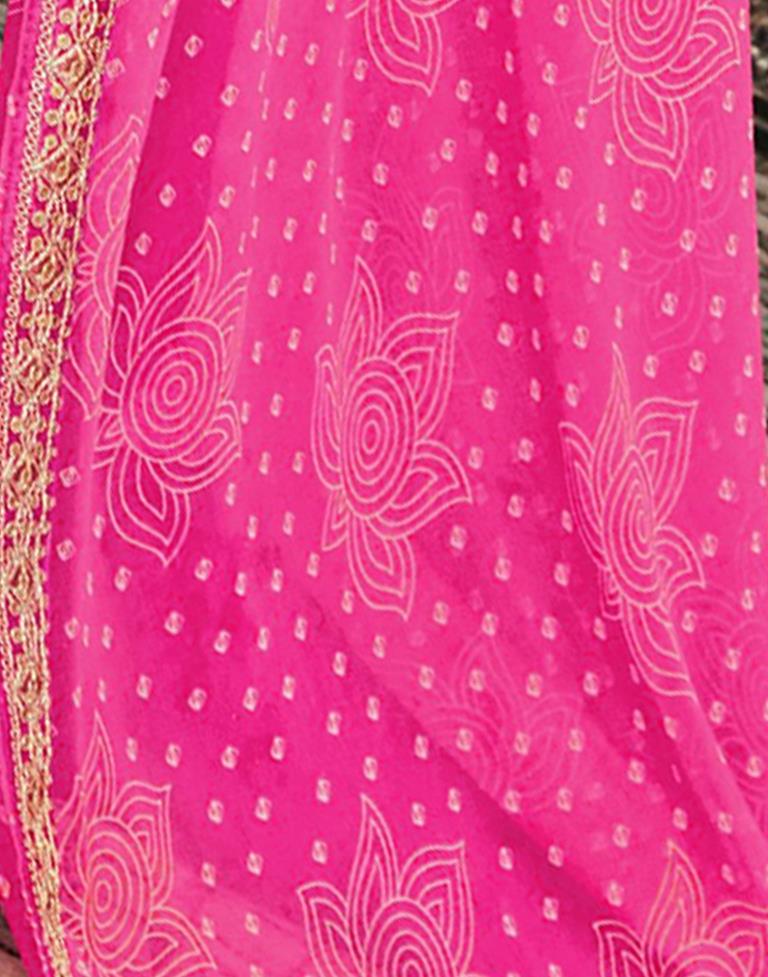 French Rose Pink Georgette Bandhani Saree