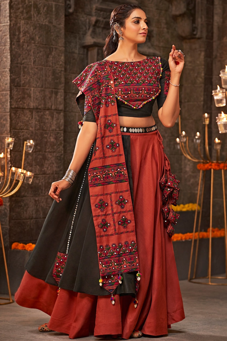 Mexican Red and Black Lehenga Choli