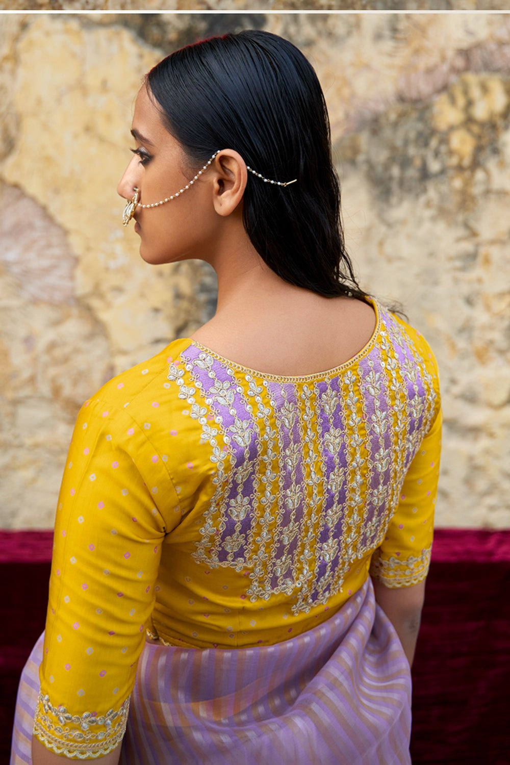 Glossy Grape Purple Woven Organza Silk Saree